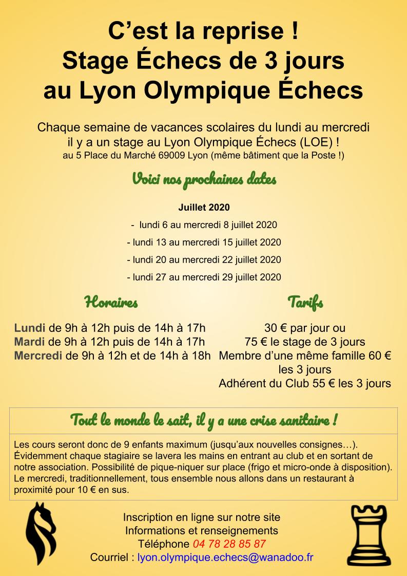 Affiches stages du Lyon Olympique Échecs