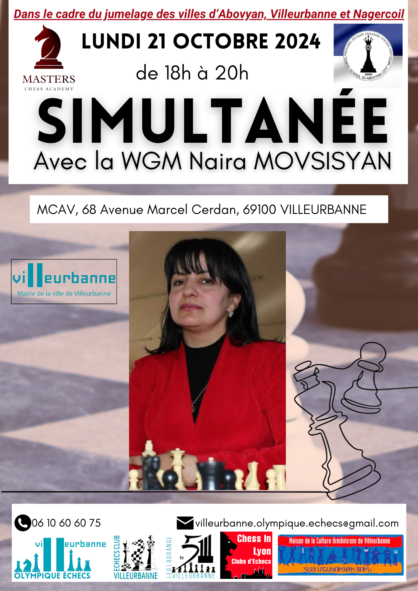 Naira Movsisyans Historic Arrival and Chess Challenge in Villeurbanne!